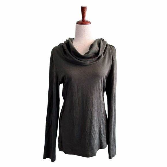 Indigenous Organic Fair Trade Fashion Size Large Olive Green Turtleneck Top - Picture 1 of 9